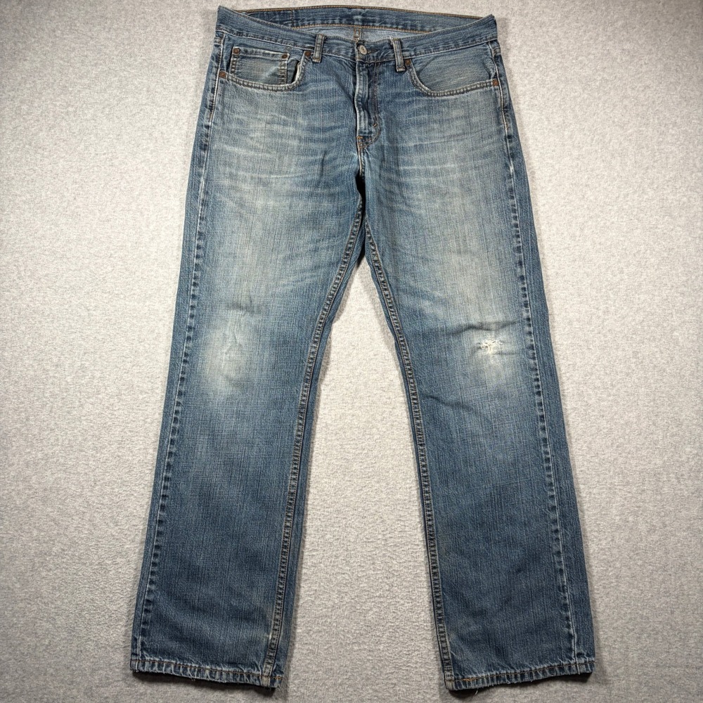 Levis 559 Relaxed Straight Jeans Mens 34x32 Blue Denim Distressed Y2K Style